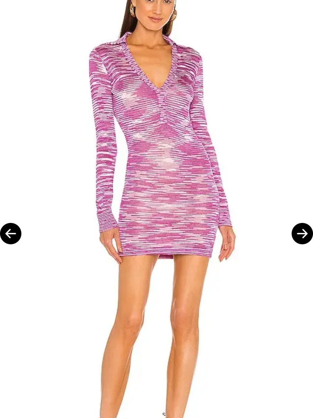 Alexis Pink Space-Dye V-Neck Long Sleeve Mini Dress
